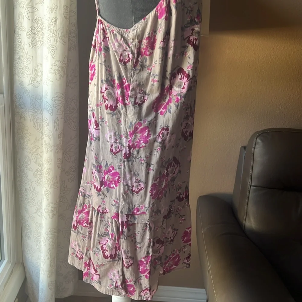 Old Navy Gray Summer Floral Pink Maroon Dress Size Medium - Picture 7 of 12